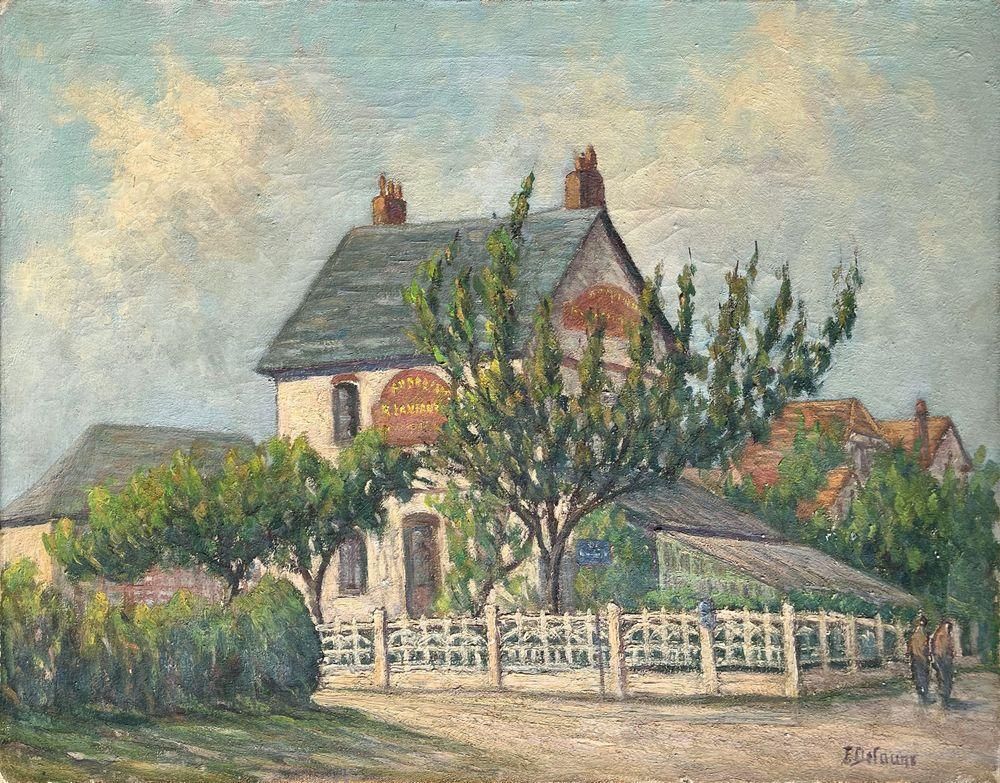 1930s Fernand Delaune House In The Suburbs Oil On Canvas photo for sale