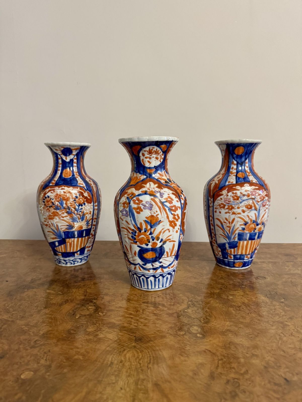 Collection Of Three Antique Japanese Imari Vases