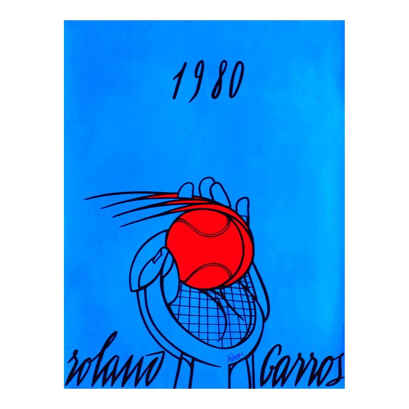 1980 Valério Adami Roland Garros Blue Poster