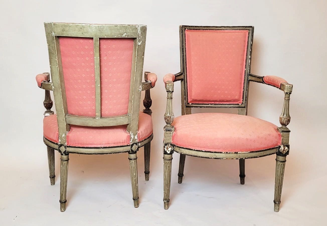 Pair Of Directorial Armchairs   Patina In Green Tones photo furniture