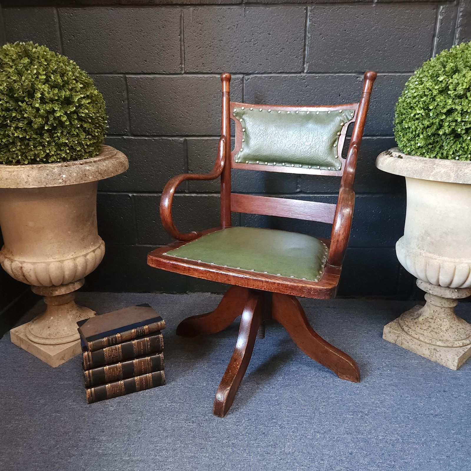 Edwardian Oak Swivel Desk Chair photo furniture