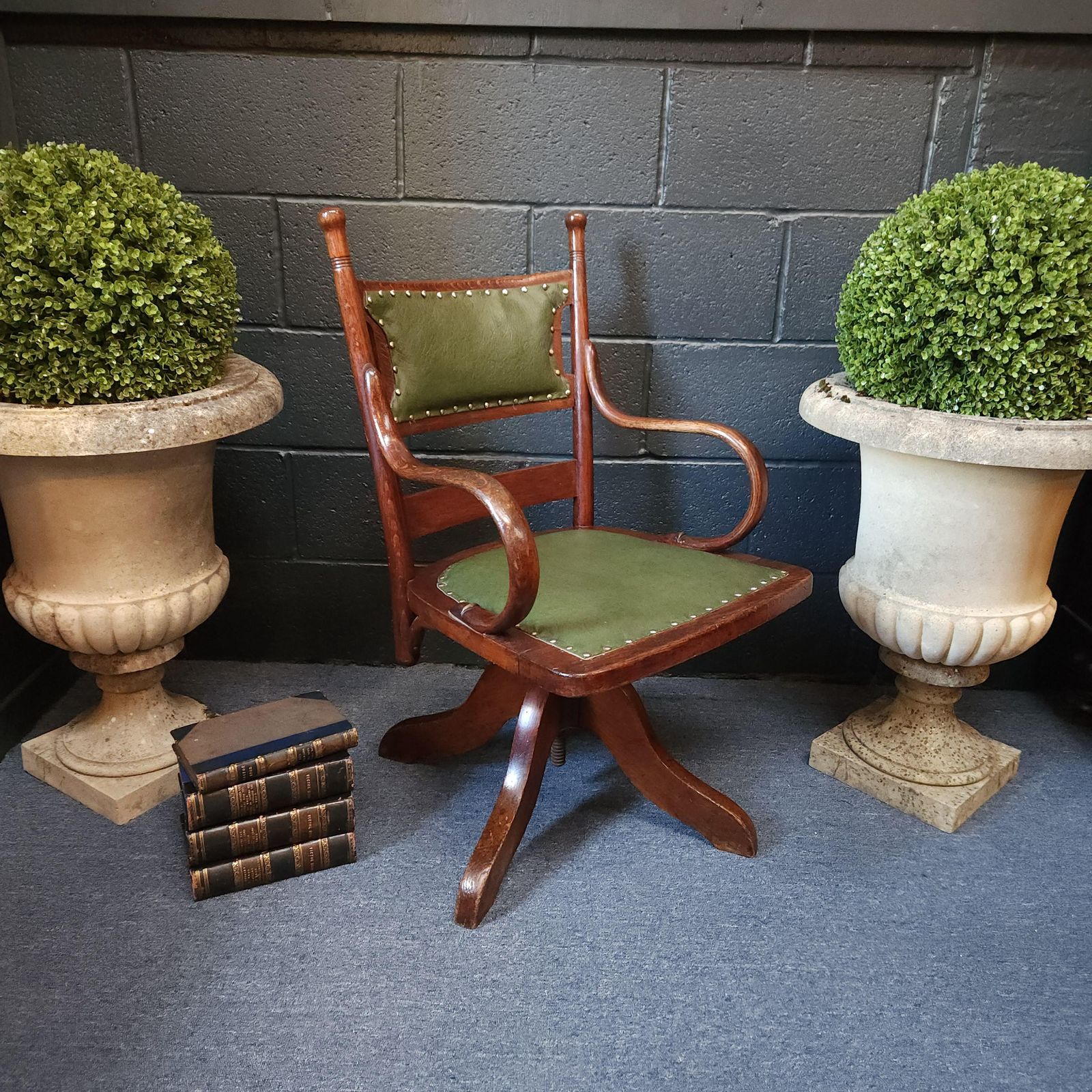 Edwardian Oak Swivel Desk Chair photo for sale