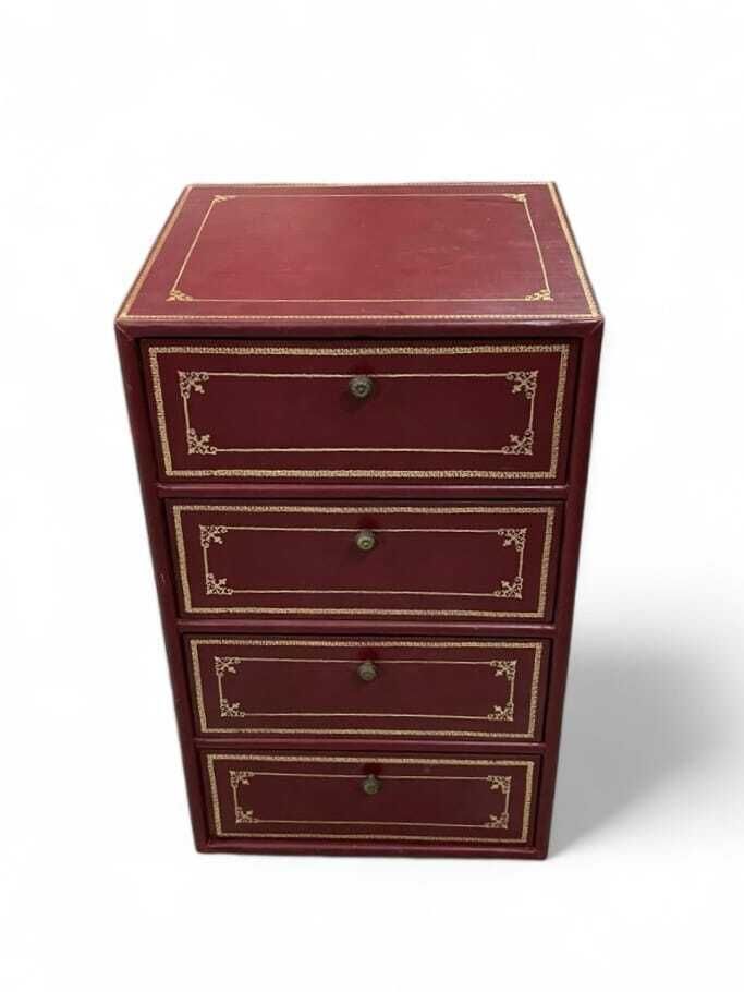 Small Storage Unit Covered In Shingle Leather, Circa 1970 photo furniture