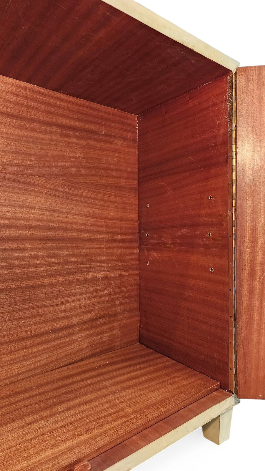 1940s Mid Century Modern Jen Michel Frank Style Parchment Covered Wood Cabinet By Comte S.A., Argentina photo Furniture