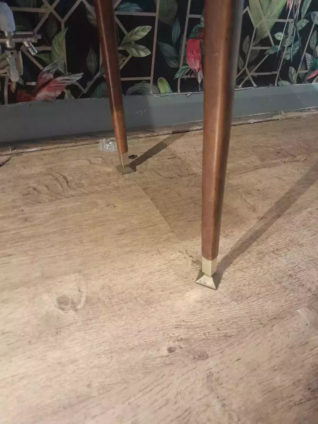 photo for sale Mid Century Modern 1950s Teak Coffee Table With Tile Top And Brass Feet