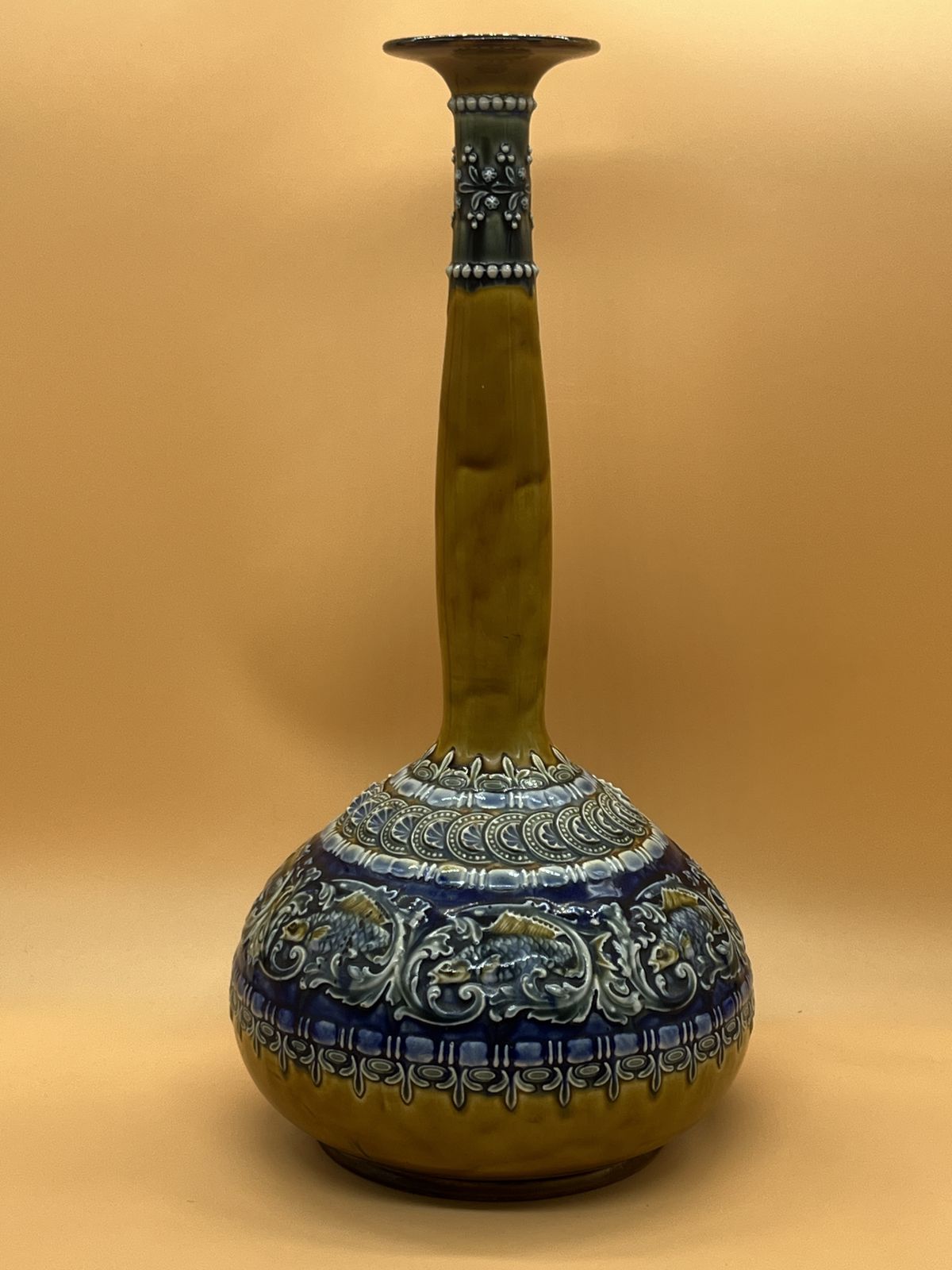 Impressive Large Art Nouveau Doulton Lambeth Vase. Height 16". 4886y. C1900.