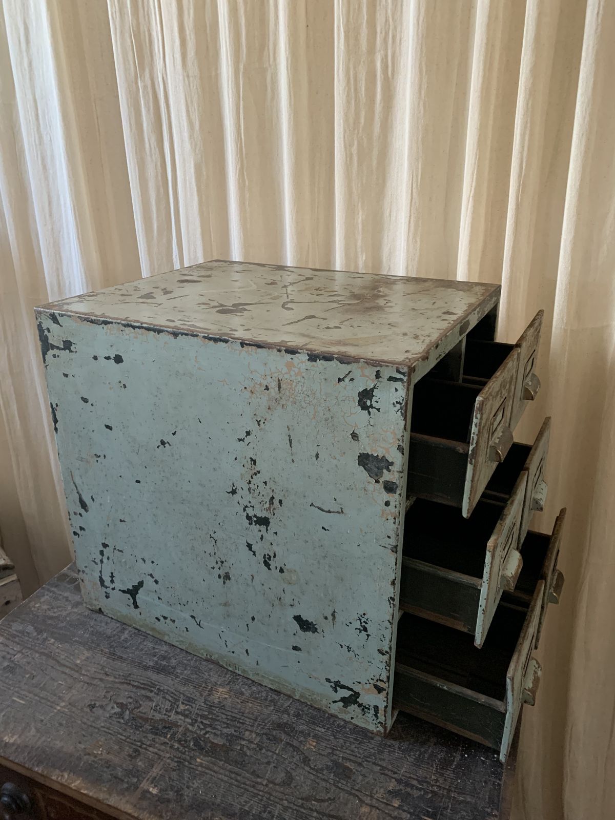 Vintage Metal Filing Drawers. Bank Of Six. Mid 20th Century. photo buy