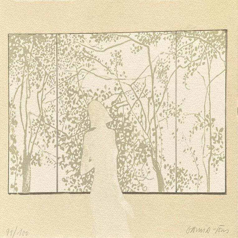 1990 Pierre Garcia Fons Nu Au Paravent Lithograph photo furniture