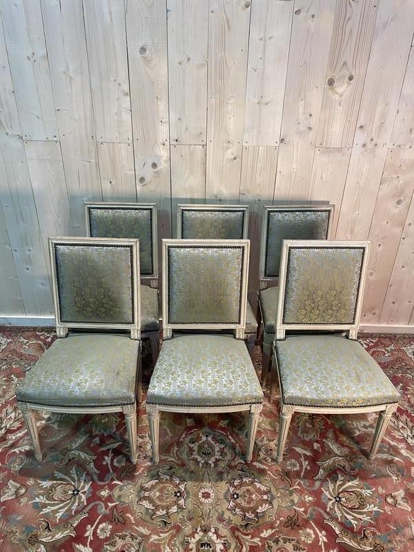 Suite De 6 Chaises Louis XVI. Rechampi Beige photo furniture