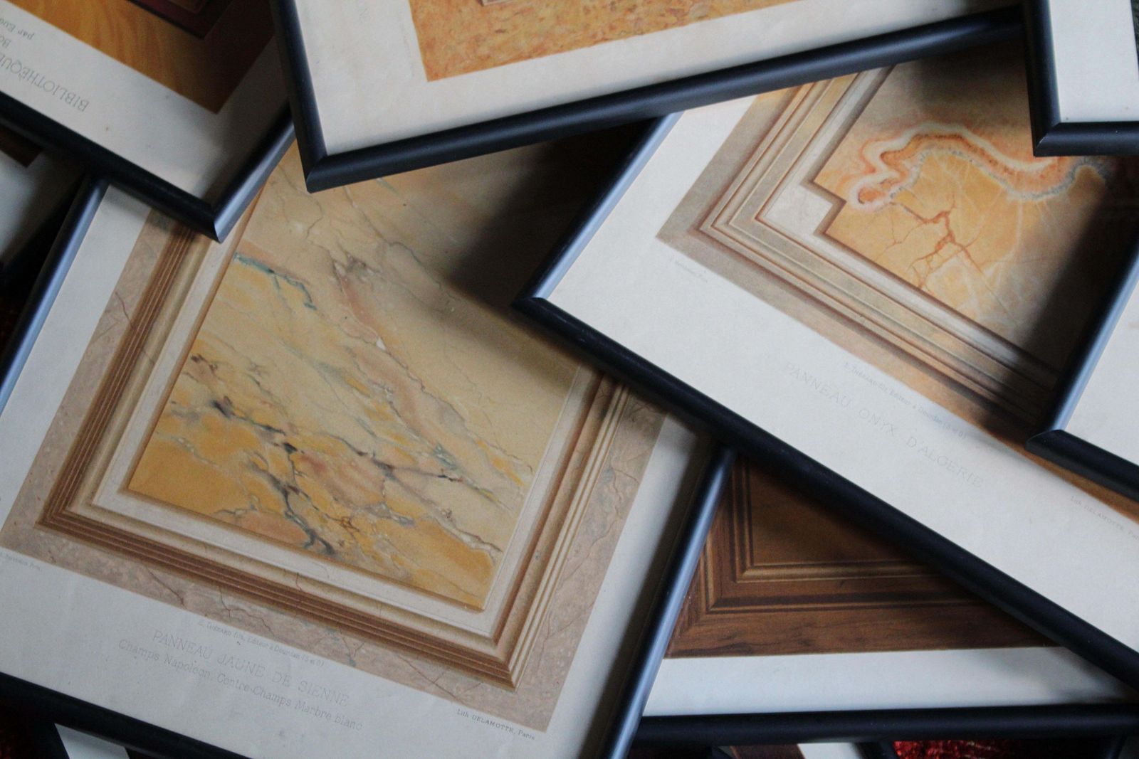 25 Chromolithograph Plates "New Models Of Wood & Marble" By Eugène Berthelon photo vintage