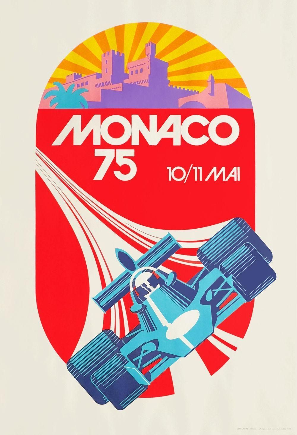 1975 Monaco Grand Prix Automobile 1990s Lithograph Poster Reissue photo furniture