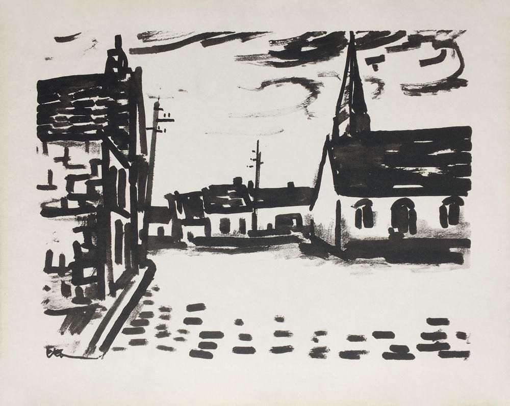 1960s After Maurice De Vlaminck The Village Photolithograph photo furniture