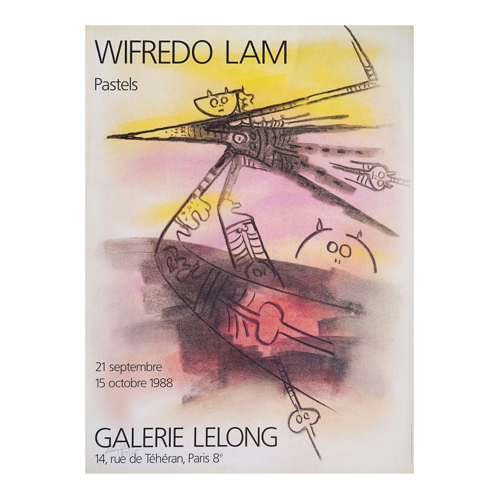 1988 Wilfredo Lam Lelong Gallery Exhibition Poster