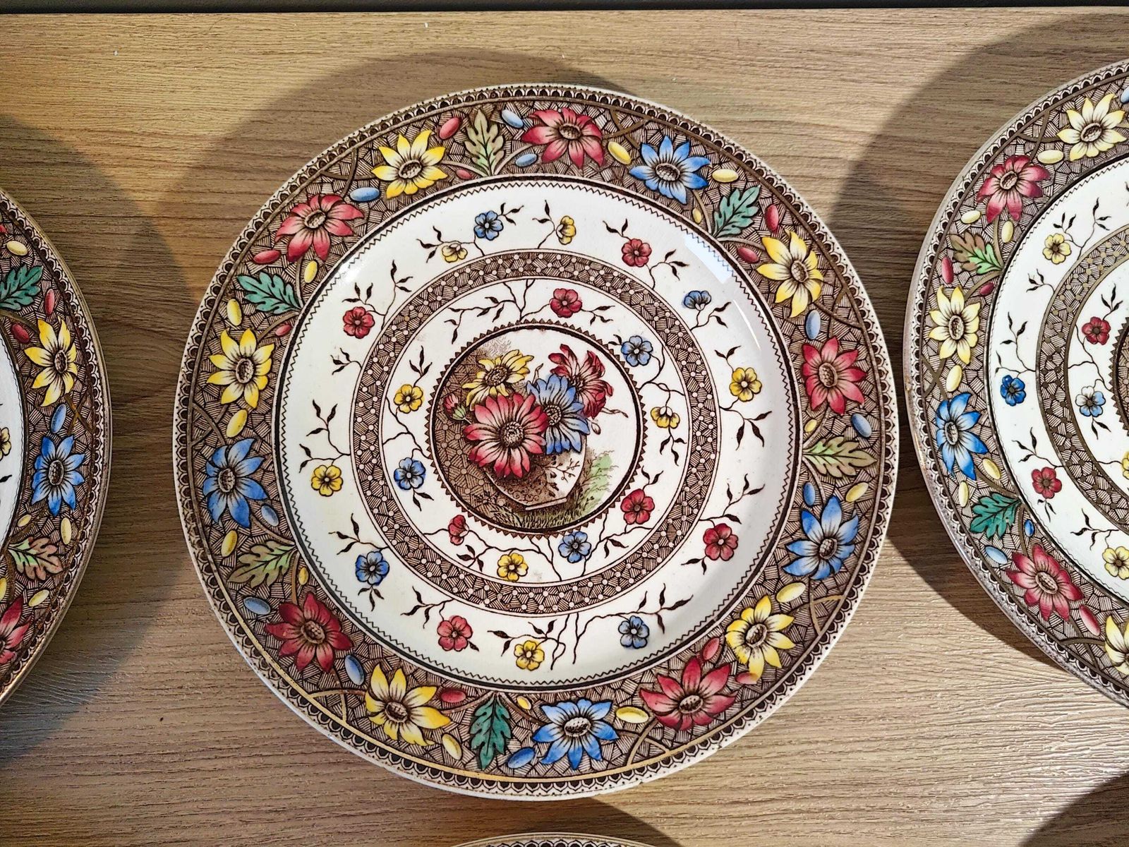Victorian Rainbow Sunflower Palmyra Pattern Dinner Plates   19th Centuryfloral Gilt Plates   Sampson Hancock photo buy