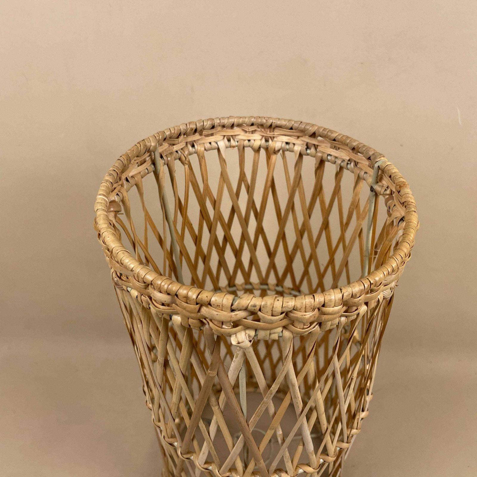 Vintage Bamboo Ceiling Light Shade Lampshade Cylinder Wicker Woven Retro photo Lighting