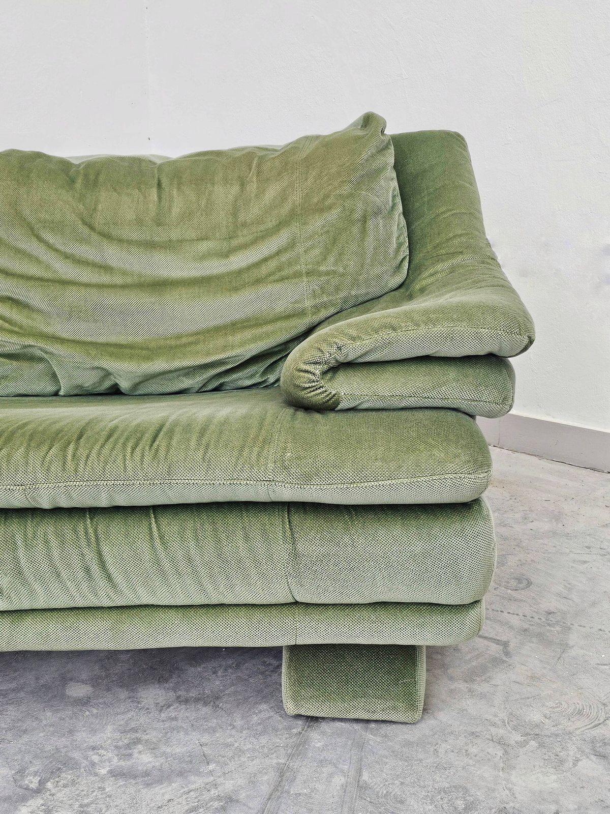 Postmodern Mint Green Sofa In Style Of Vico Magistretti // Made In Italy In 1980s photo for sale