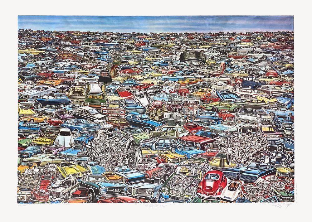 1974 Gudmundur Erro Carscape Signed Poster photo furniture