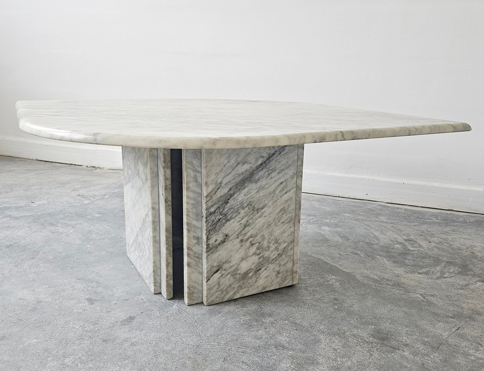 Postmodern Cat Eye Coffee Table Done In White Carrara Marble In Style Of Roche Bobois // Made In Italy In 1980s photo buy