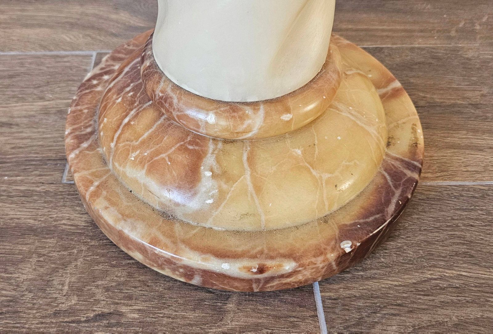 Pair Of Alabaster And Marble Twisted Column Shaped Floor Lamps // Made In France In 1950s photo 3600.0
