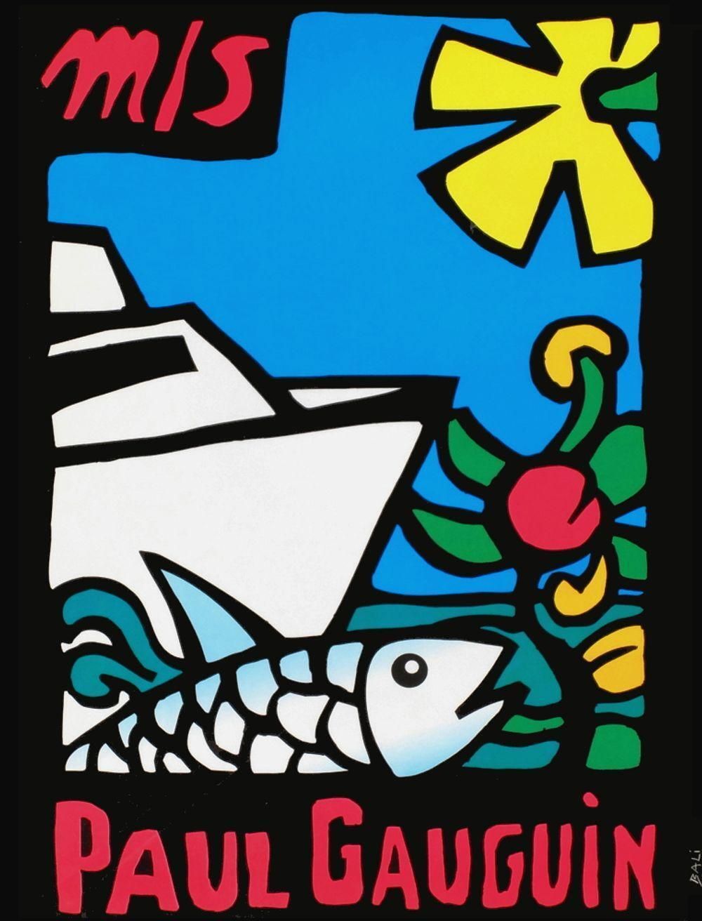 1990s Alberto Bali Paul Gauguin Cruises Screen Print Poster