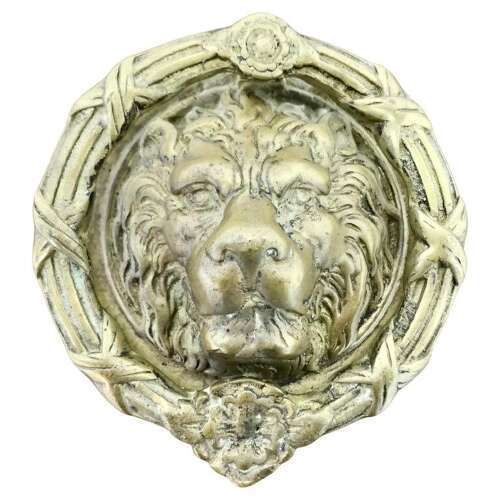 Heavy Gothic Lion’s Mask Brass Door Knocker photo furniture