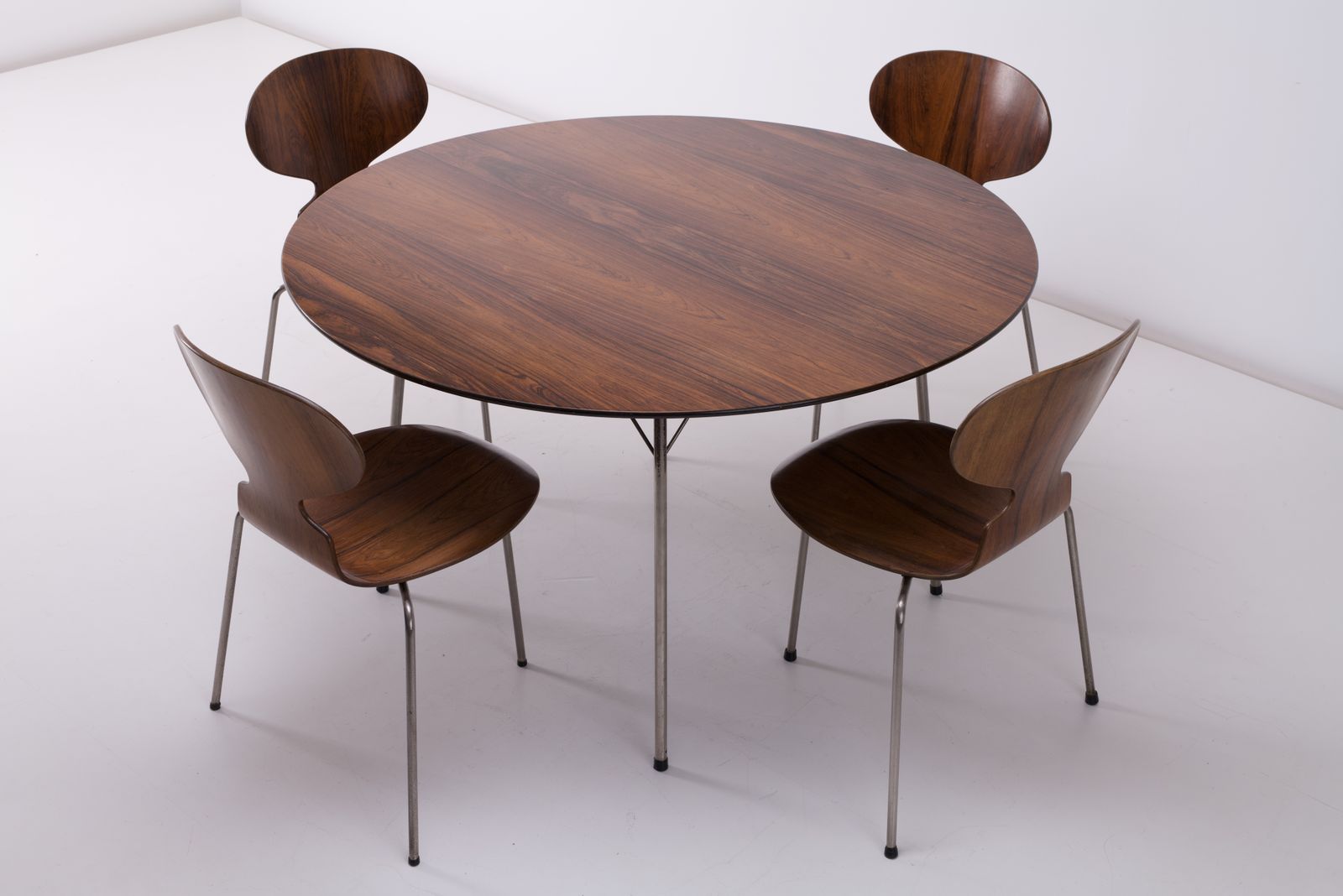 Arne Jacobsen For Fritz Hansen Brazilian Rosewood Suite Four Ant Chairs And Matching Table 1st Edition