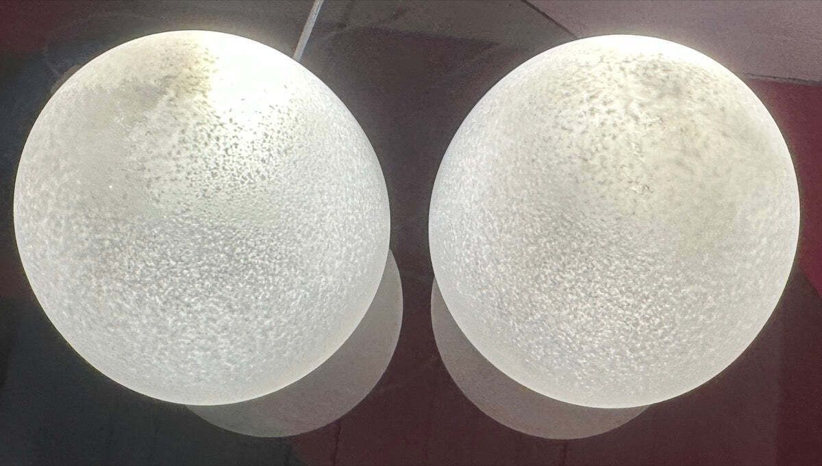 Pair Of 1980s Hb Glass Holland Mushroom Speckled Glass Table Lamps photo vinterior