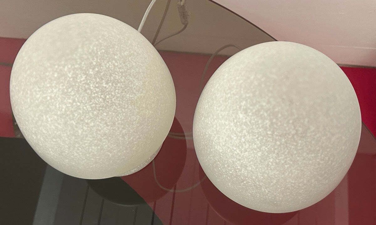photo buy Pair Of 1980s Hb Glass Holland Mushroom Speckled Glass Table Lamps