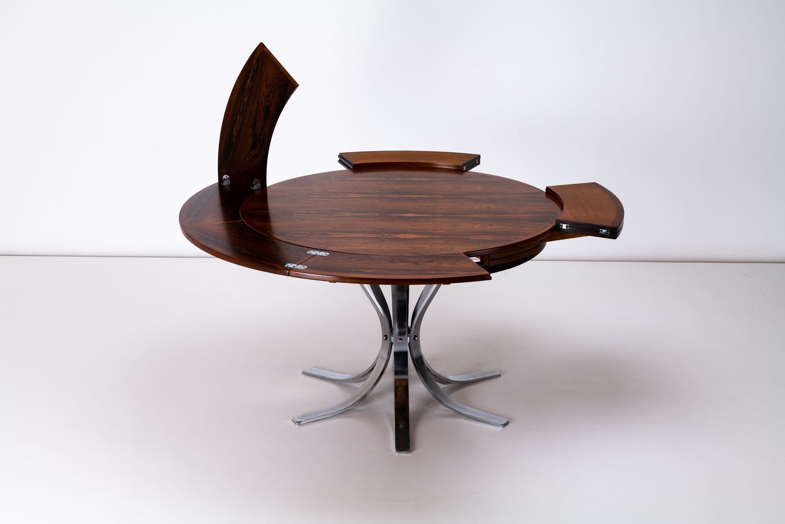 Rosewood & Chrome Lotus / Flip Flap Dining / Center Table By Dyrlund, Denmark 1970s photo Furniture