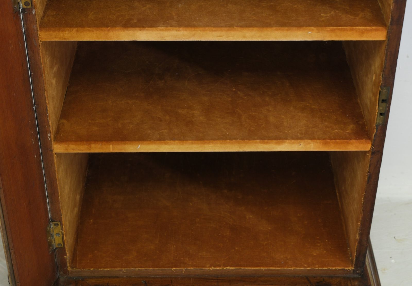 photo buy Pair Of Gillows Burr Walnut, Amboyna & Parcel Gilt Cabinets With Mirrors