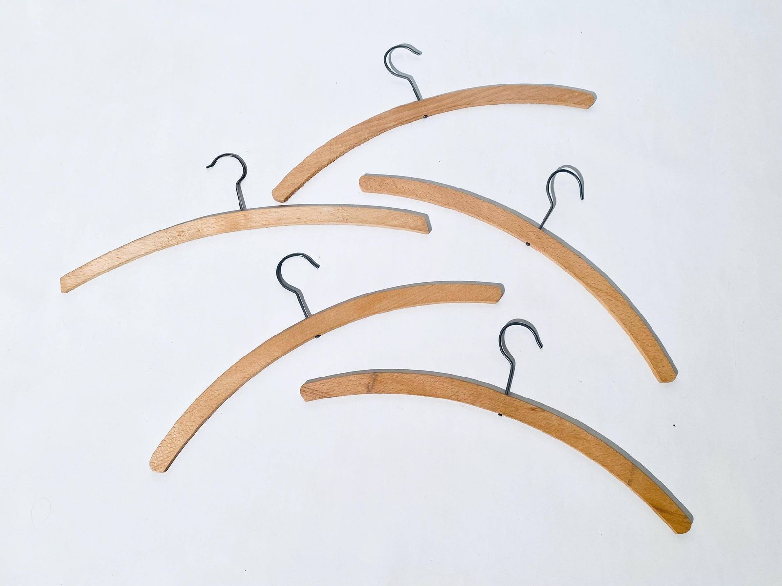 Five 1950s Wooden Coat Hangers Set / Germany Mid Century Vintage Decor