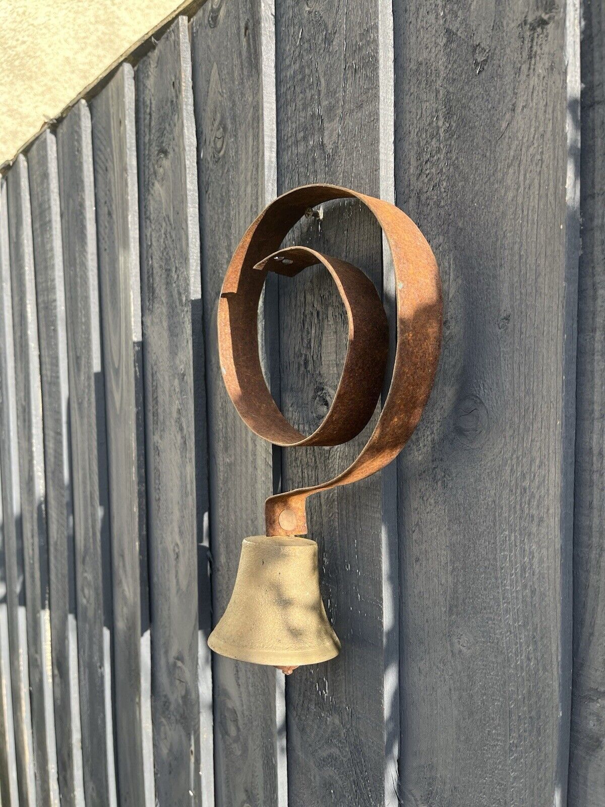 Antique Victorian Shop Keepers Brass Wrought Iron Door Service Bell Loud Ringer photo for sale