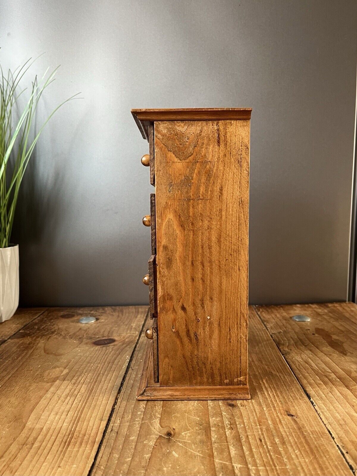 Vintage Miniature Apprentice Piece Pine Wooden Chest Of Drawers Desk Tidy Sewing photo vintage
