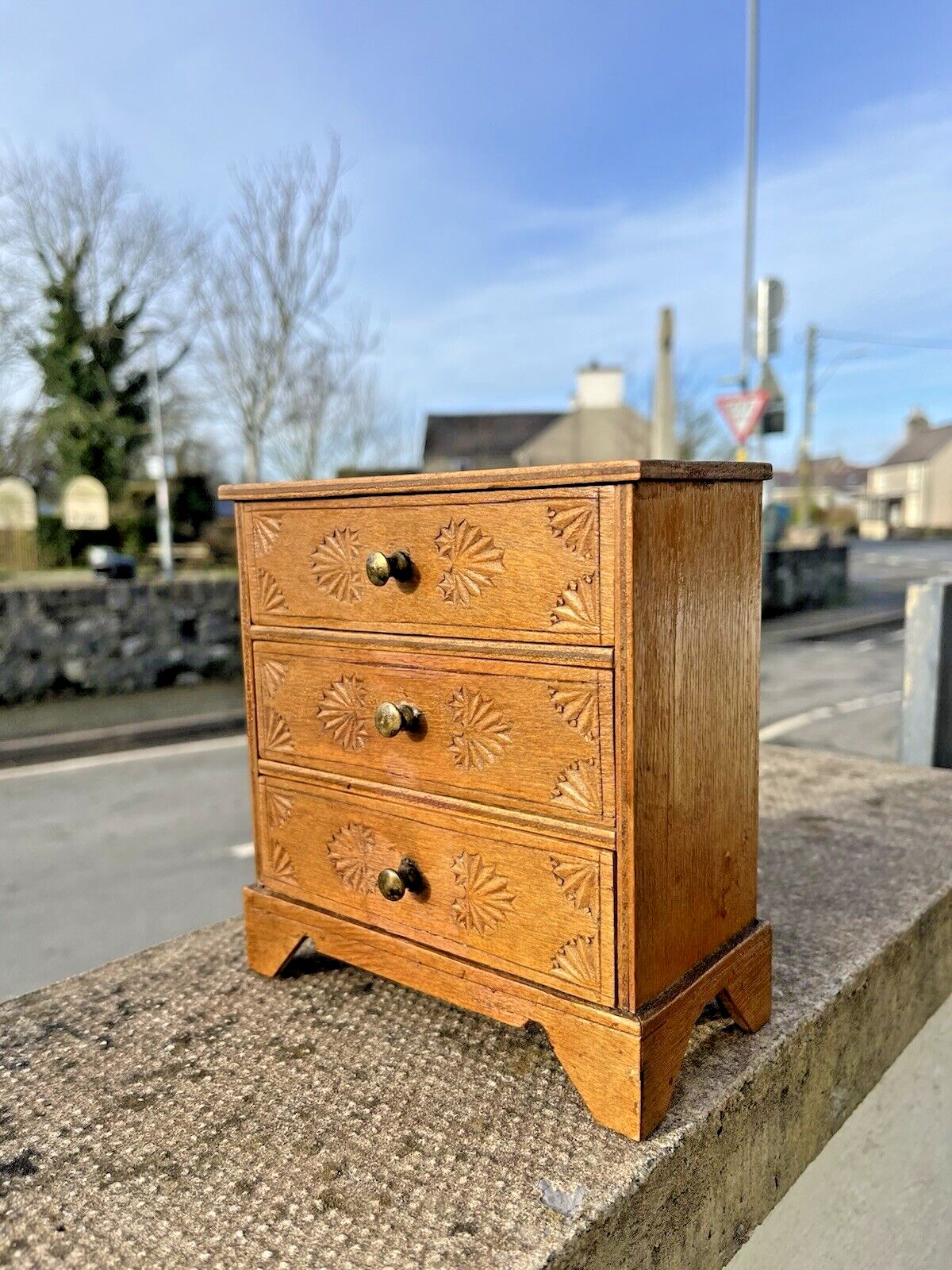 Antique Miniature Scratch Built Apprentice Piece Wooden Chest Of Drawers Vintage