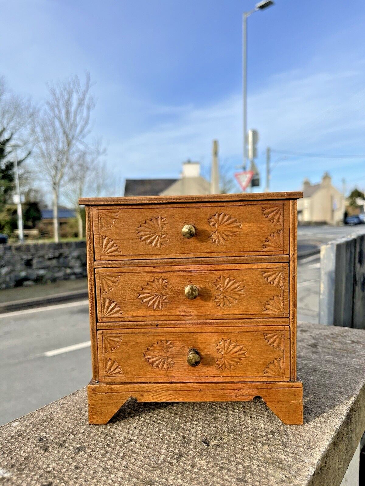 Antique Miniature Scratch Built Apprentice Piece Wooden Chest Of Drawers Vintage photo furniture