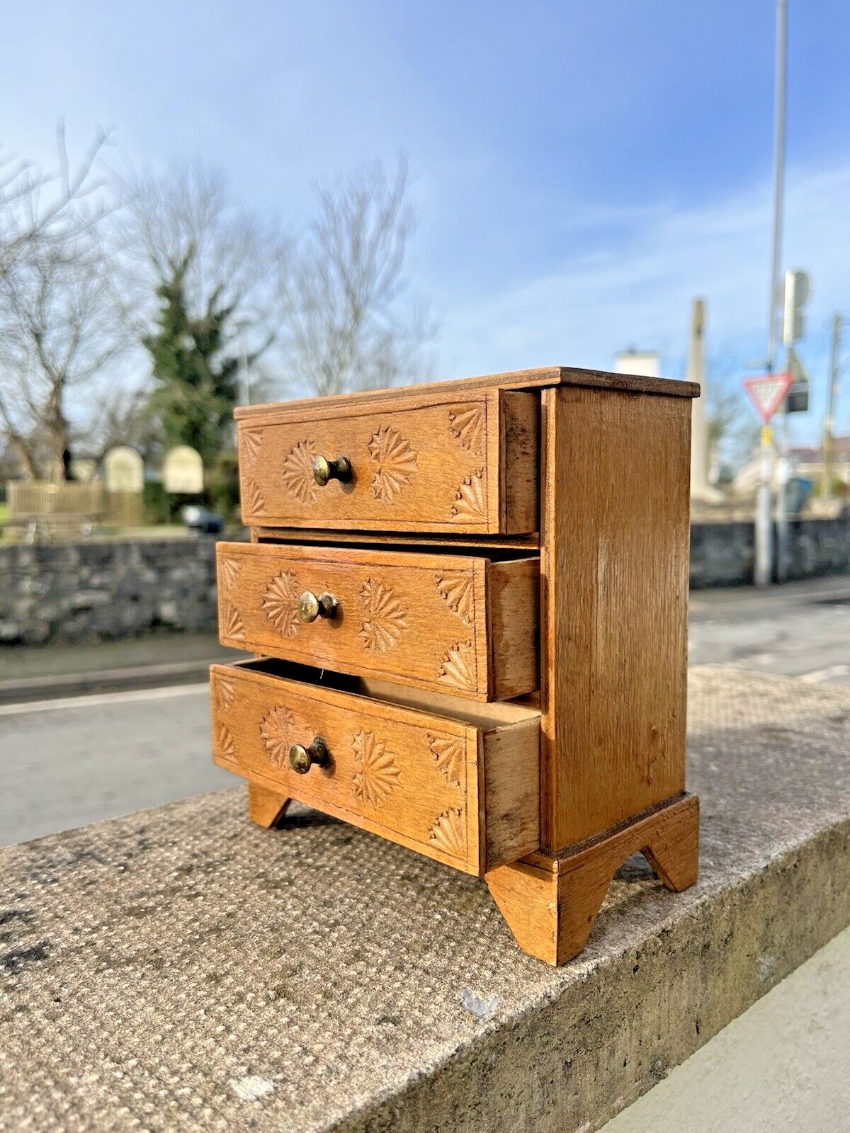 Antique Miniature Scratch Built Apprentice Piece Wooden Chest Of Drawers Vintage photo for sale