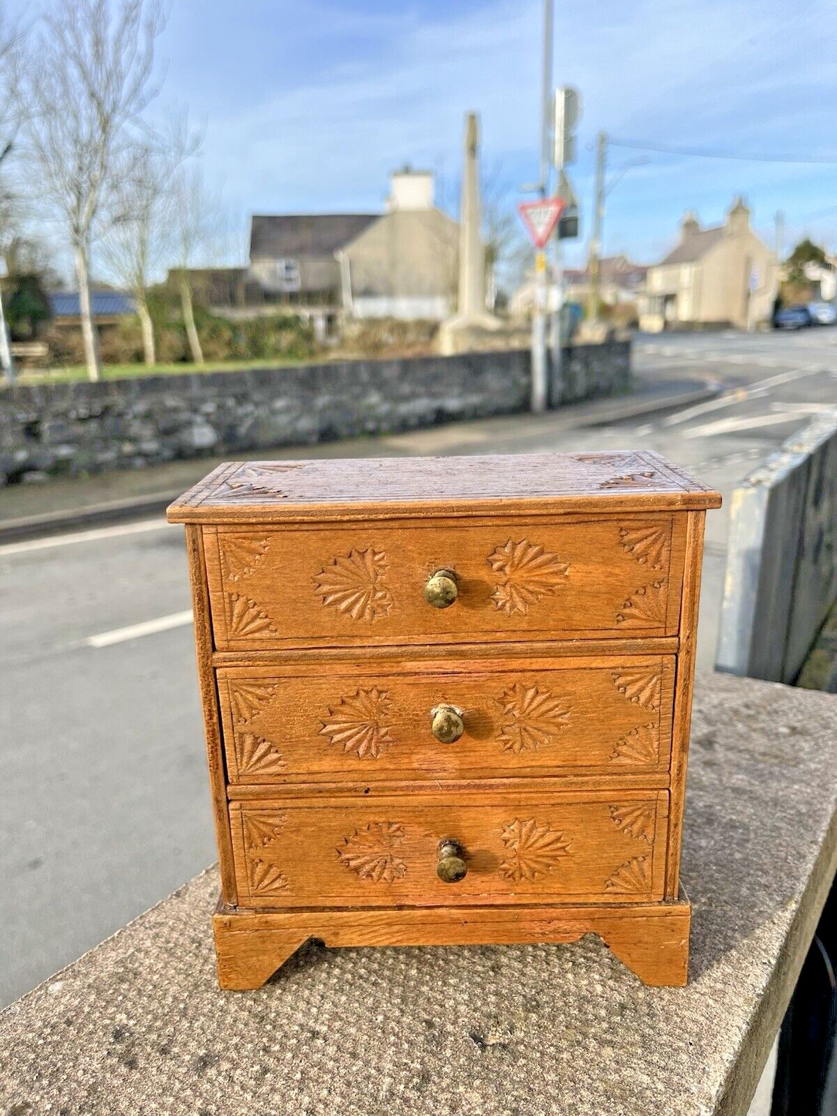 Antique Miniature Scratch Built Apprentice Piece Wooden Chest Of Drawers Vintage photo Furniture