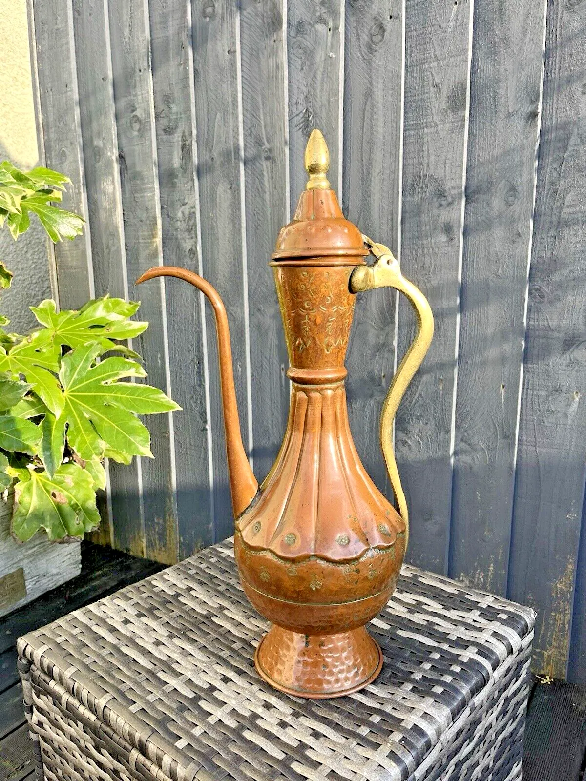 Large 20" Antique 19th C Arabic Islamic Dallah Copper Brass Coffee Pot Ewer Prop photo Home Decor