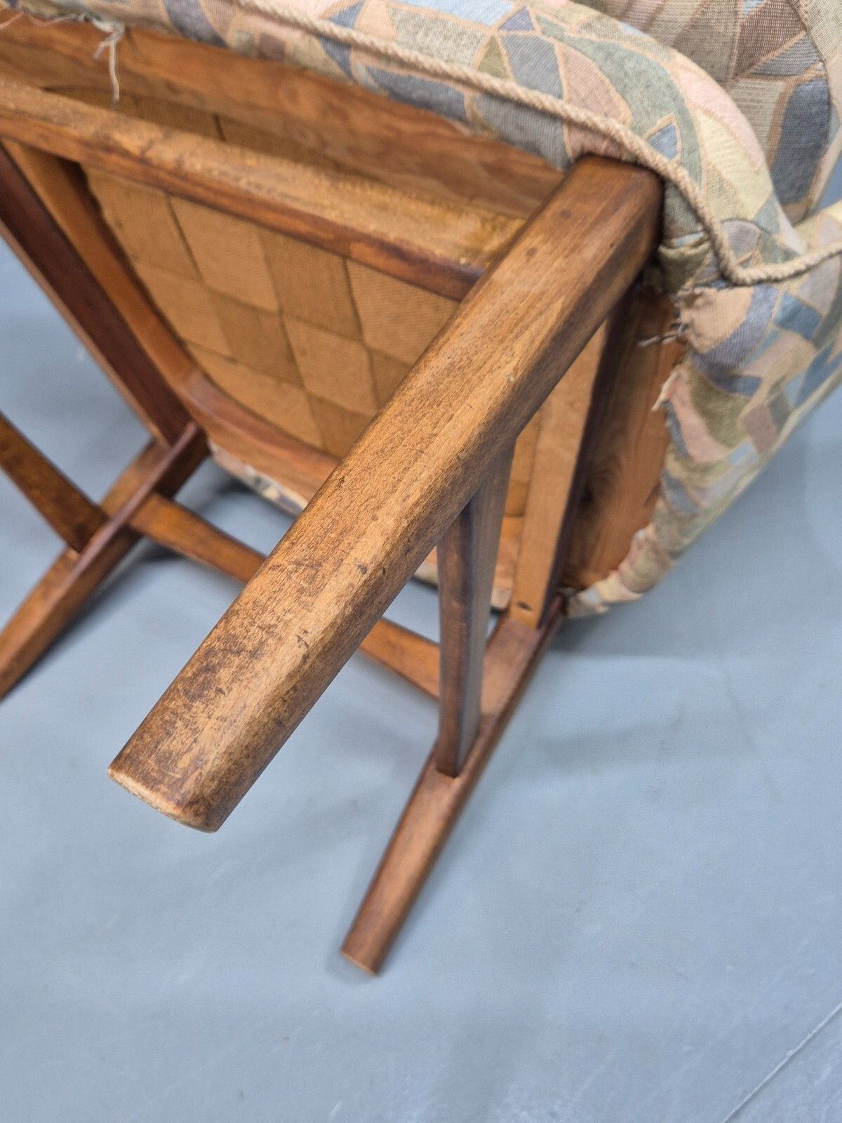 Vintage Danish Lounge Chair Multi Coloured Curved Retro 1950s Mcm Eb8253 Mnor photo vinterior