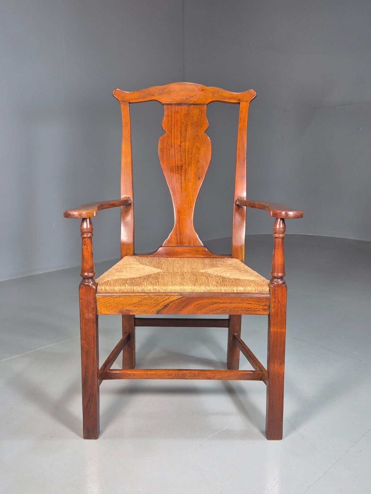 Vintage Elbow Chair String Seat Lyre Back Frame 1950s Reproduction Eb7879 Vcar photo furniture