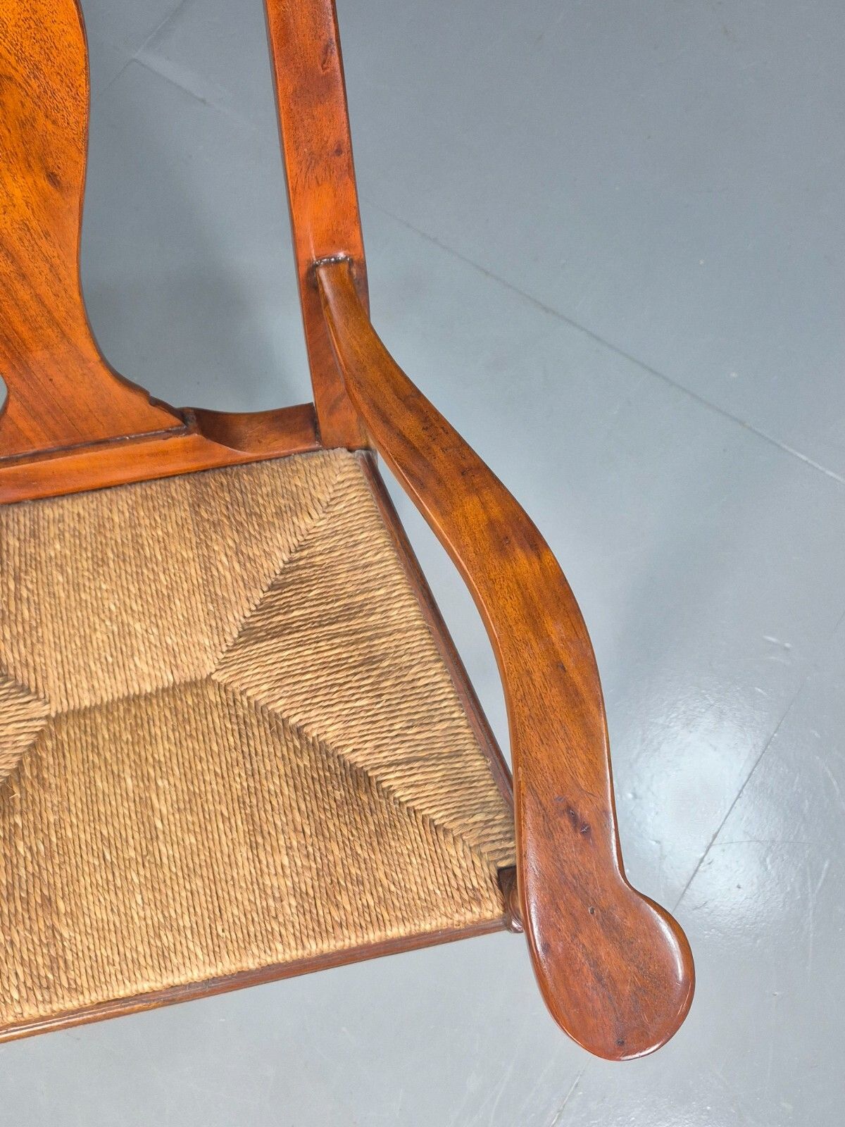 Vintage Elbow Chair String Seat Lyre Back Frame 1950s Reproduction Eb7879 Vcar photo Furniture
