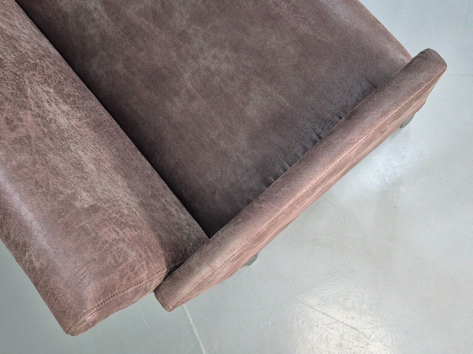 photo for sale Danish Brown Suede Leather 3 Seat Sofa Eb7451 M3ss