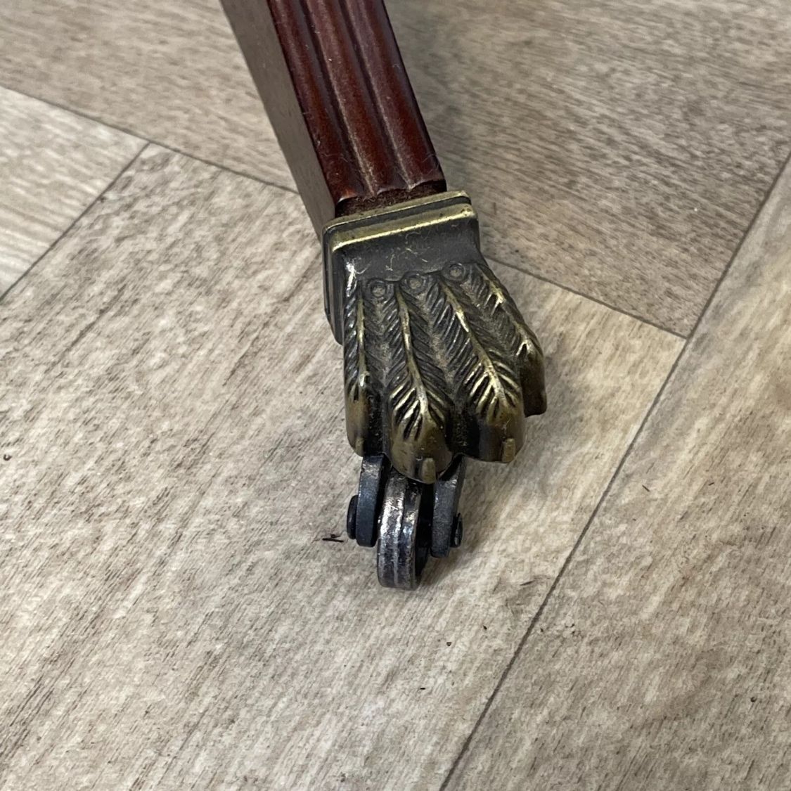 Side Table Drop Leaf Mahogany  1970s Reproduction Brass Lion Claw Feet photo furniture