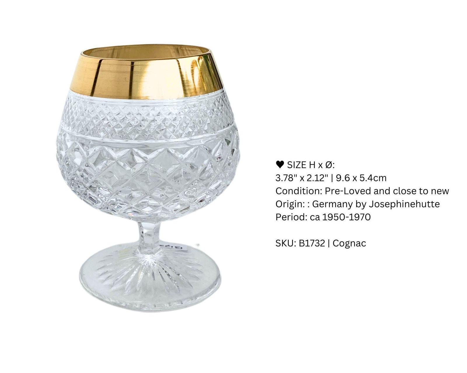 Kristallen Cognacglas | 1 Stuk | 24k Gouden Rand | Josephinenhutte photo vinterior