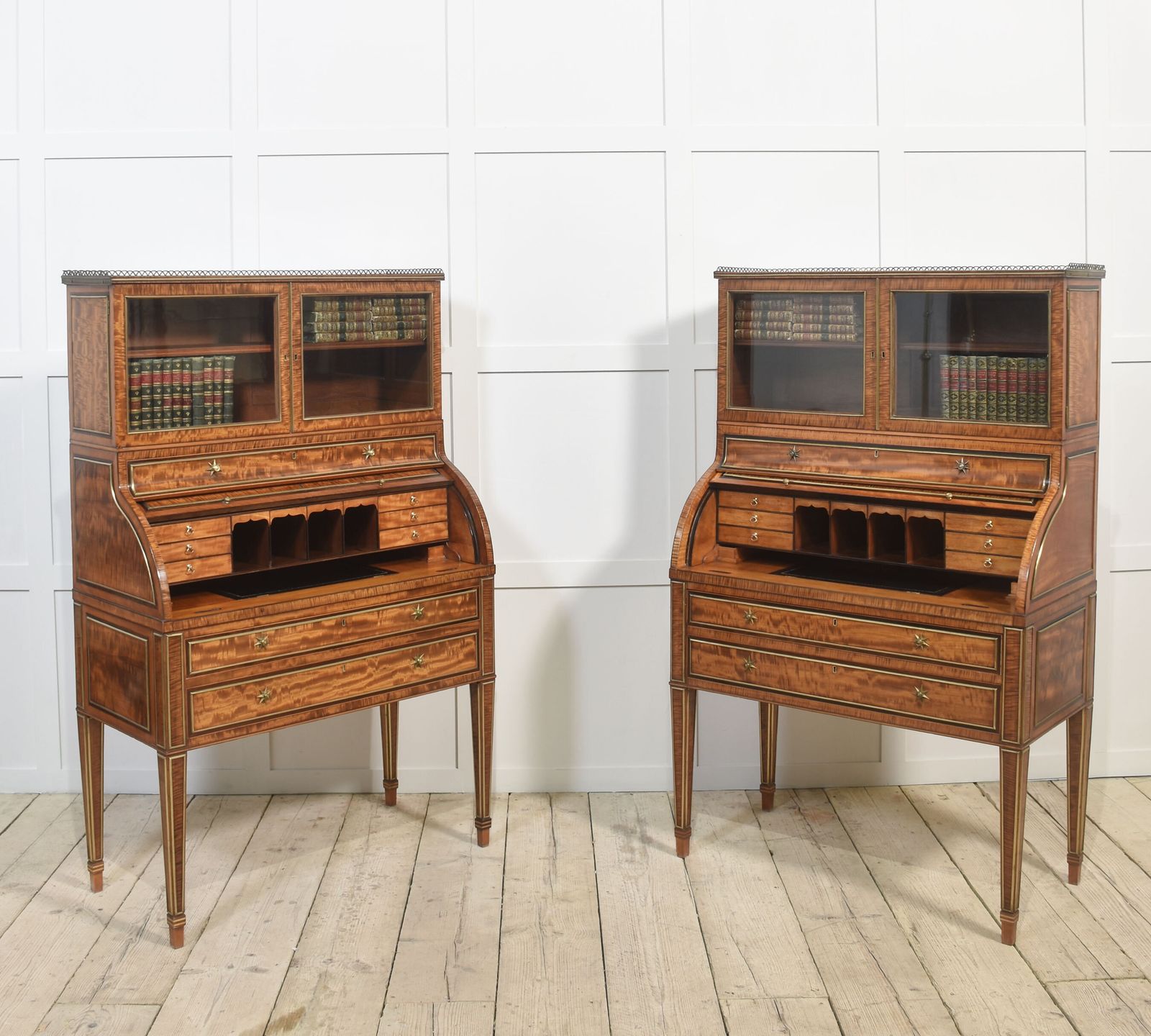 Pair Of Important Georgian Satinwood Cylinder Cabinets photo buy