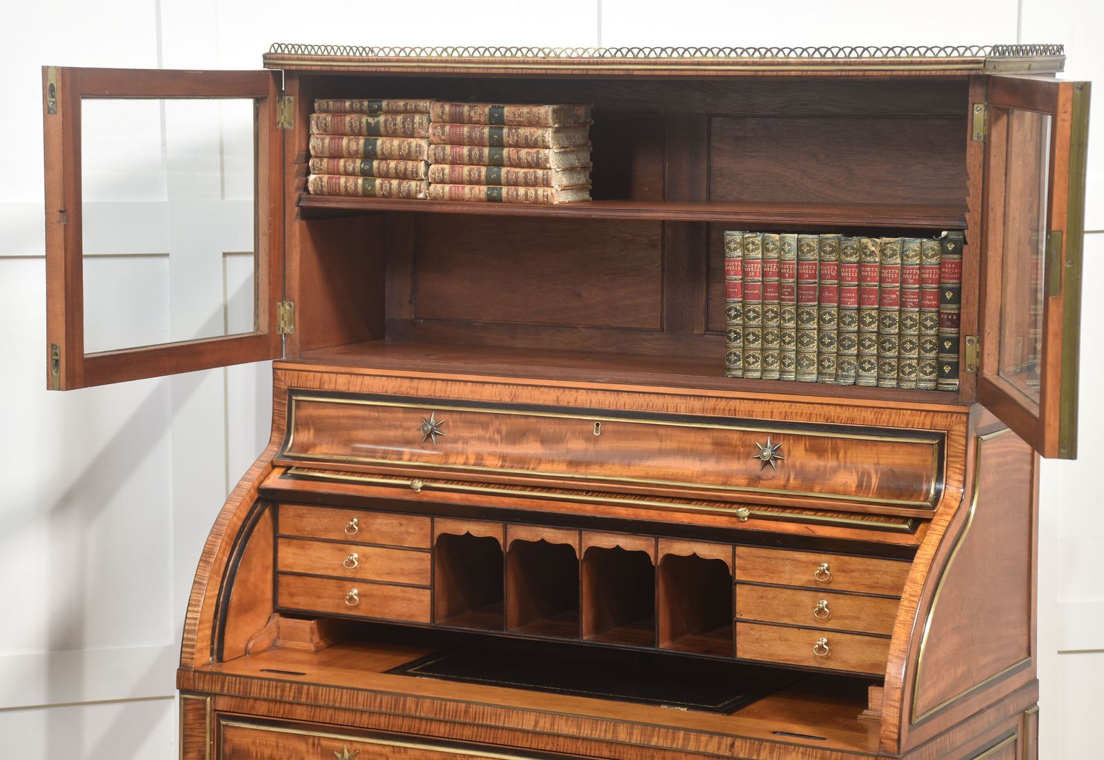 Pair Of Important Georgian Satinwood Cylinder Cabinets photo vintage
