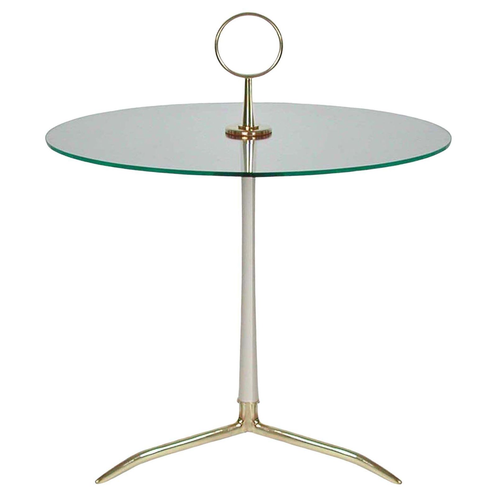 Modernist Brass & Glass Side Table, Vereinigte Werkstätten Munich, Germany 1950s