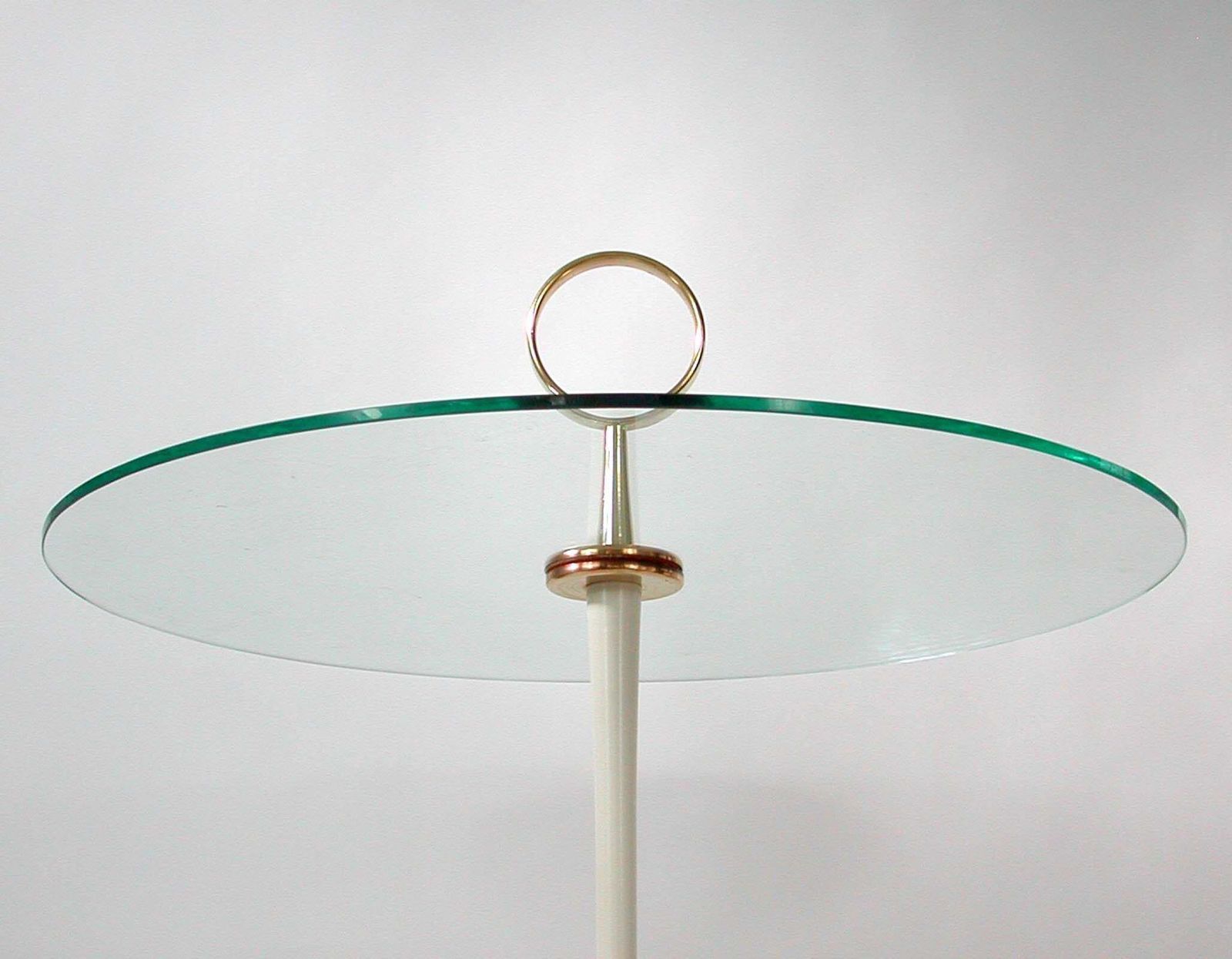 Modernist Brass & Glass Side Table, Vereinigte Werkstätten Munich, Germany 1950s photo vinterior