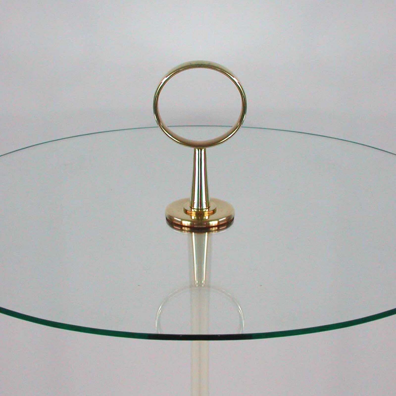 2424.0 Modernist Brass & Glass Side Table, Vereinigte Werkstätten Munich, Germany 1950s photo