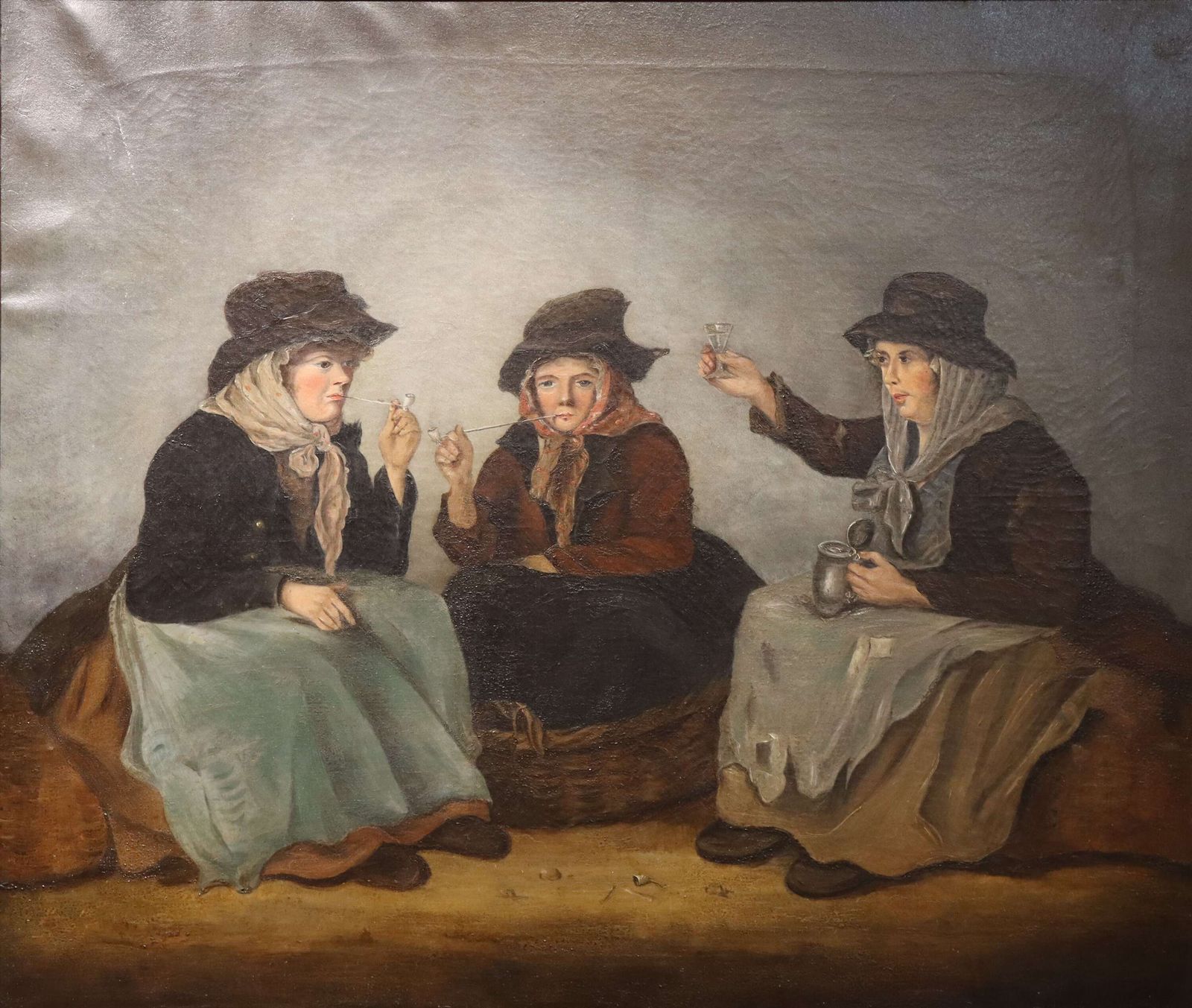 Oil On Canvas   Victorian Street Sellers photo furniture